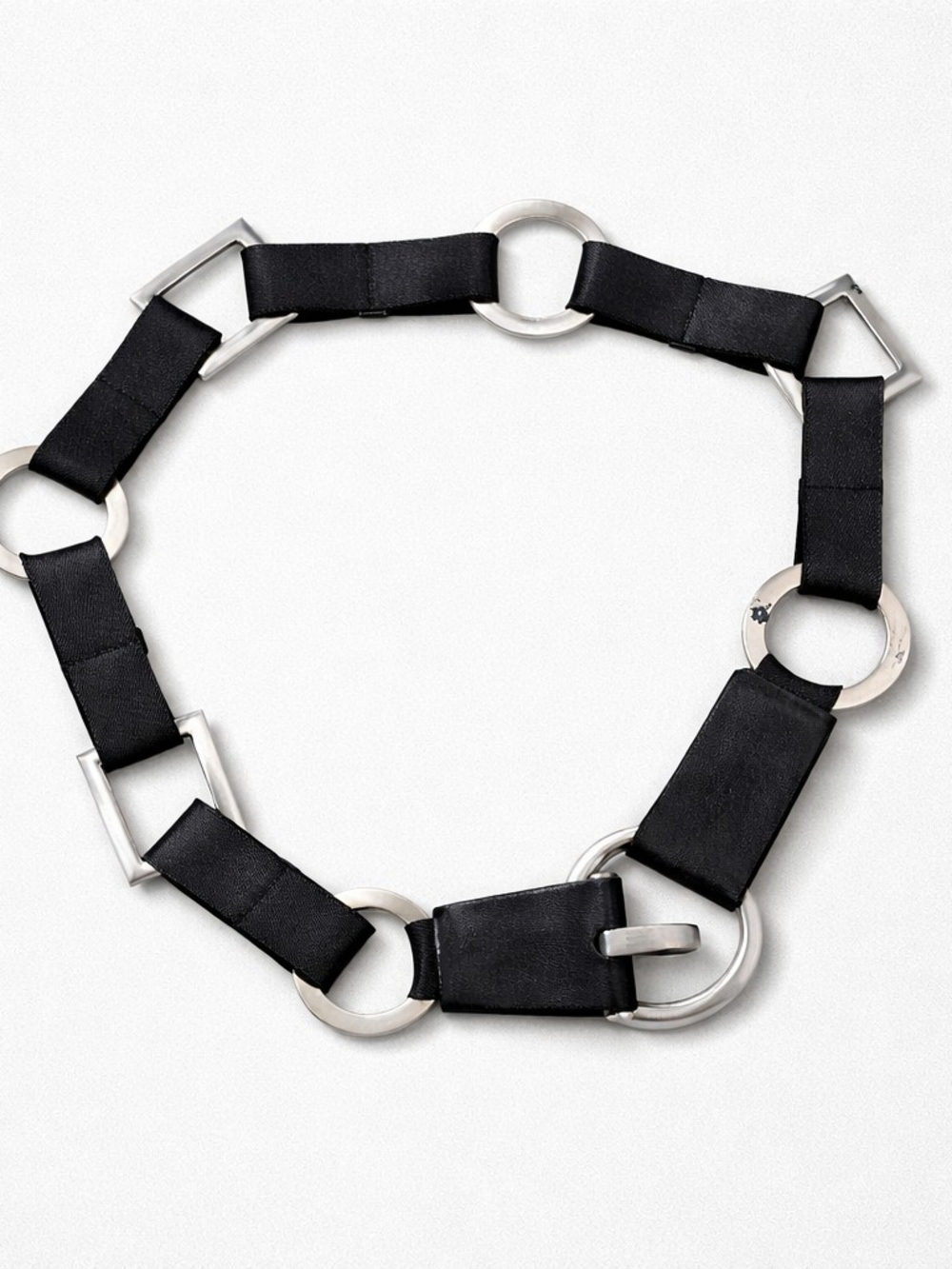XL Black Chain-Link Belt with Silver Hardware